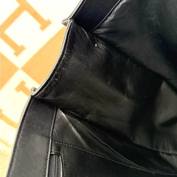 Authentic CHANEL black leather tote bag large gold GG chain straps - Picture 12 of 16